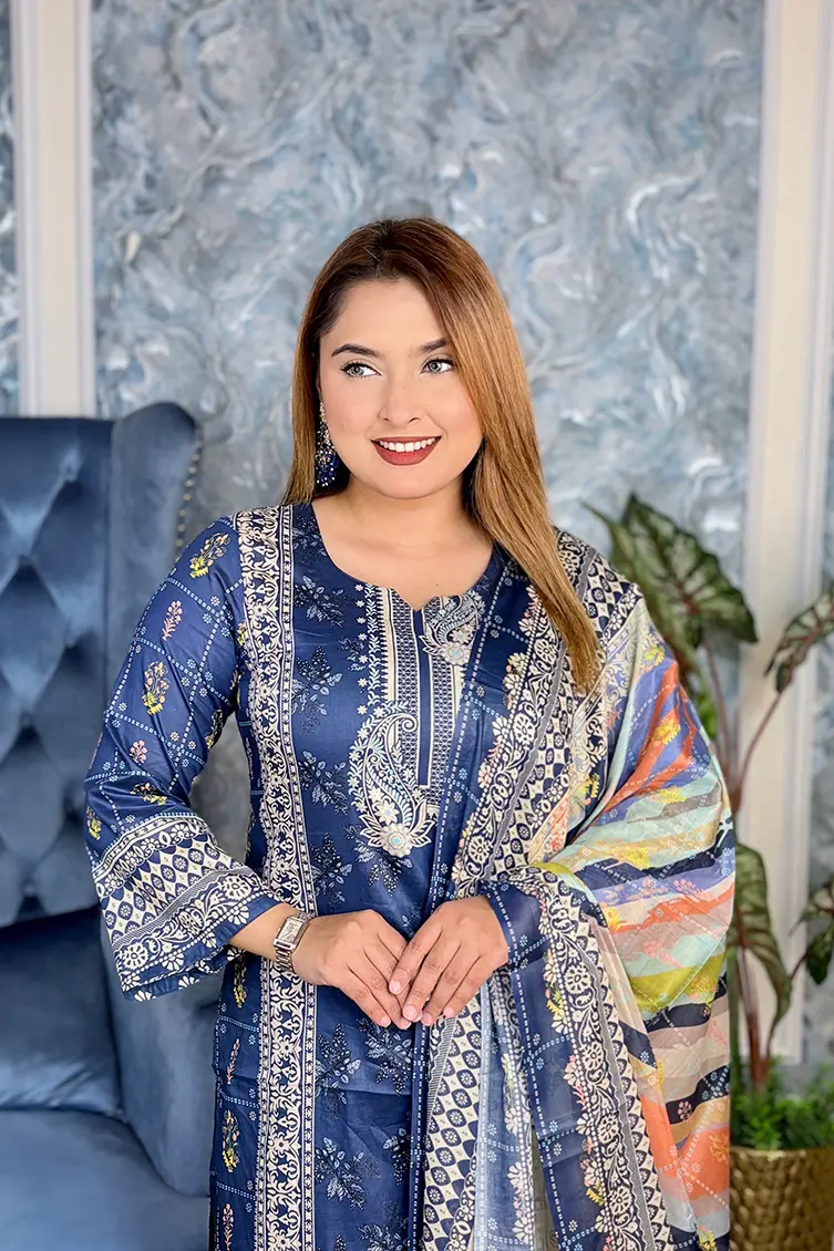 Alternative view of Elaf Premium SWISS LAWN 3-piece(Blue)